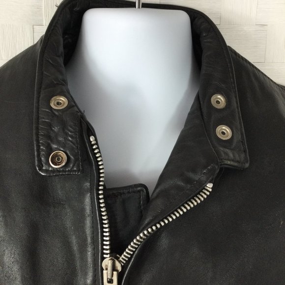 Excelled Black Leather Jacket, Vintage, 42R, - Picture 2 of 16